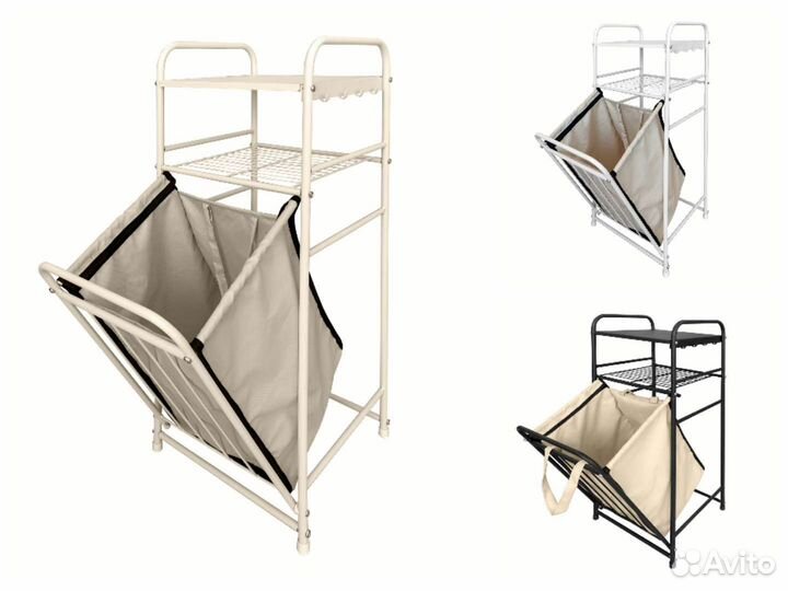 Стеллаж для ванной с корзиной для белья