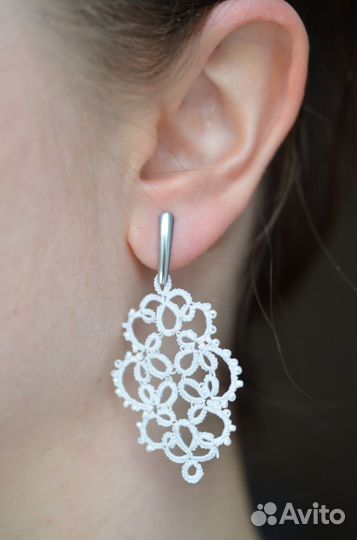 Серьги кружевные фриволите