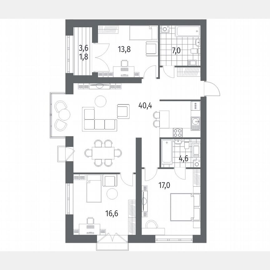 3-к. квартира, 109,2 м², 9/11 эт.