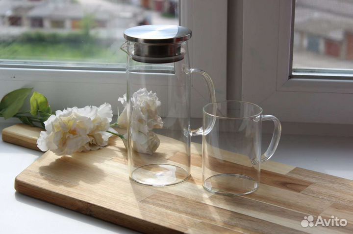 Кувшин стеклянный с крышкой