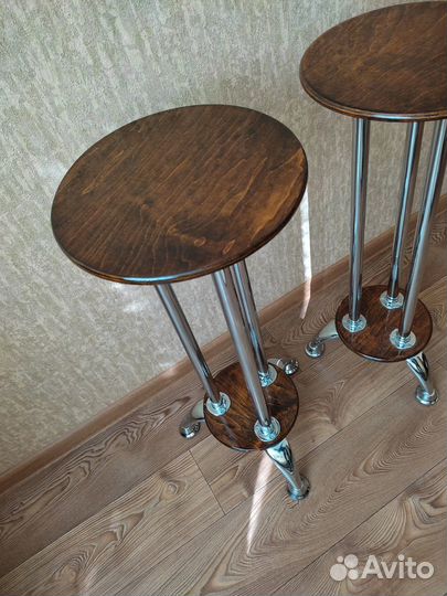 Подставка для цветов напольная дерево/сталь