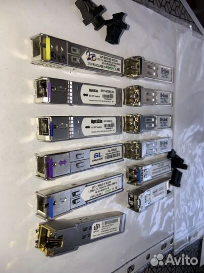 SFP модули, медные, оптические, RJ-45, 15шт