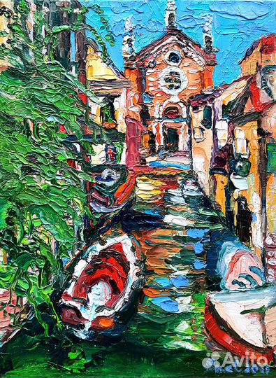 Италия картина маслом текстурная 20 на 15 см