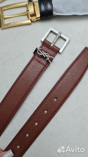 Ремень YSL зернистый коричневый