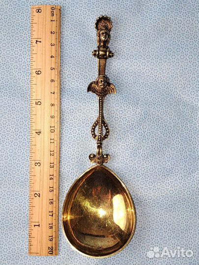 Большая антикварная серебряная ложка 84проба