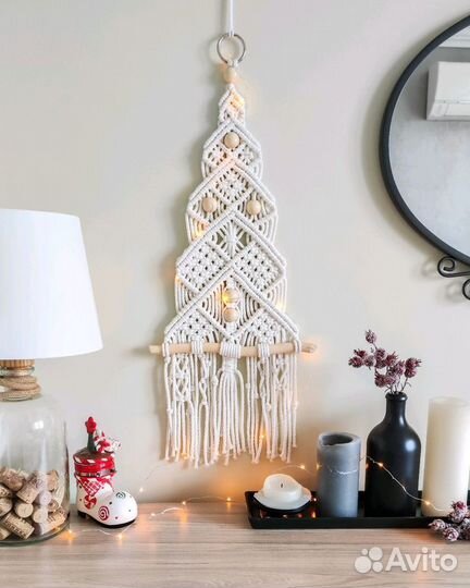Новогодние украшения из макраме для интерьера
