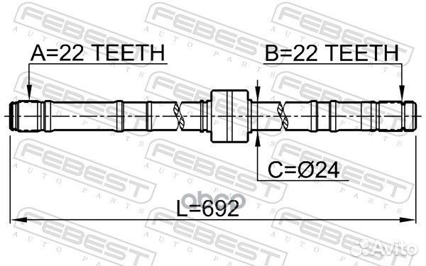 Полуось правая 22x692x22 (nissan primera P11