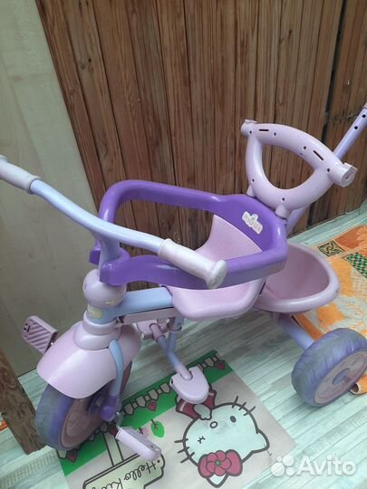 Детский велосипед без ручки, трёхколёсный