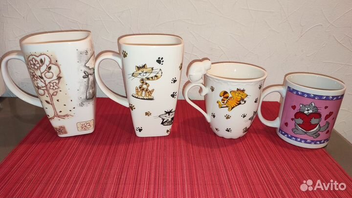 Кружки с кошками, салфетница, солонка с перечницей