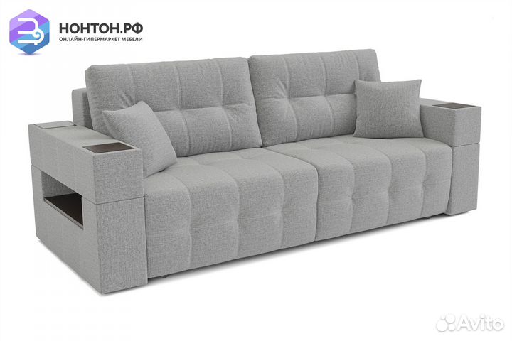 Диван еврокнижка Венеция рогожка серая