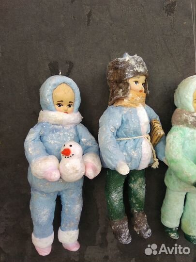 Ватные ёлочные игрушки СССР реплика