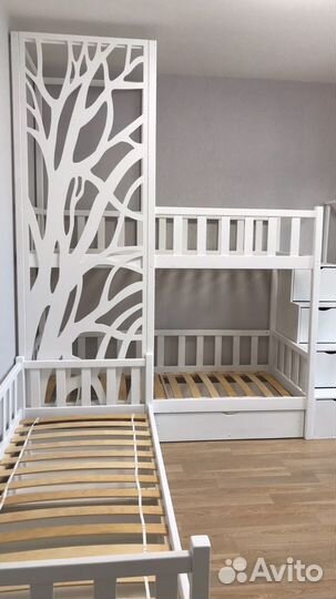 Кровать детская двухяръярусная с decor