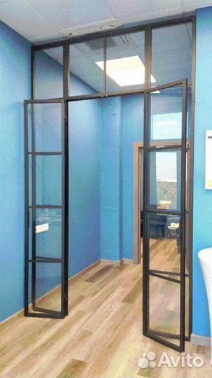 Стеклянная перегородка лофт