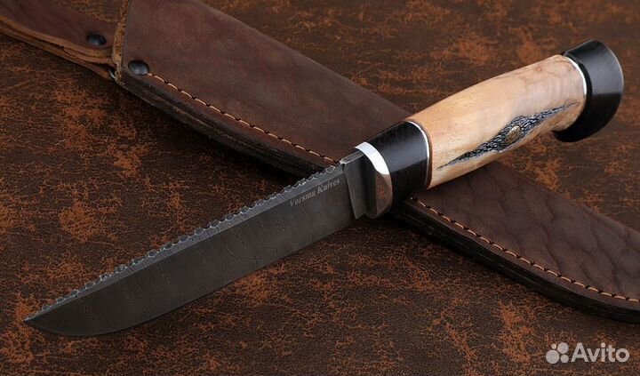 Нож Барракуда-2 сталь дамаск, рукоять черный граб