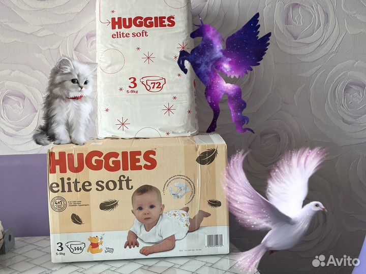 Подгузники huggies elite soft р.3 - 72 шт