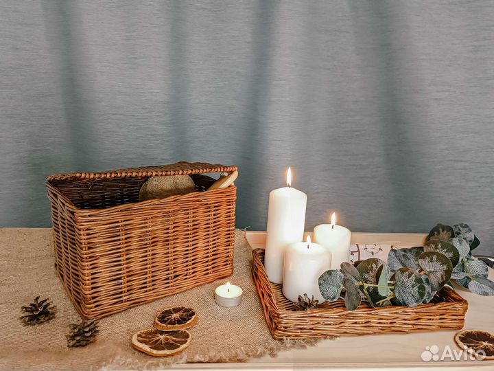 Корзина плетеная из бумажной лозы