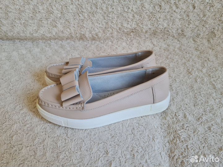 Новые мокасины женские на танкетке 37, кожаные
