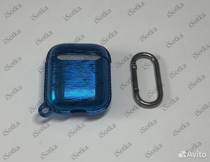 Чехол для AirPods 1/2 серия блестящий (синий)
