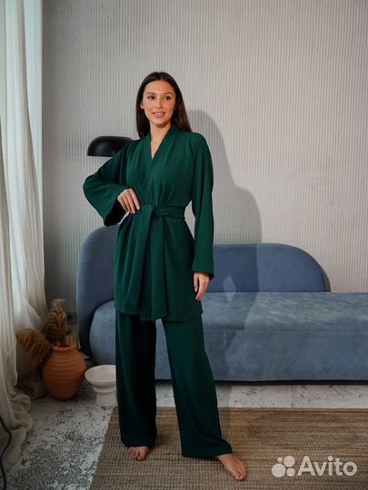 Пижама женская/ Домашний костюм с кимоно и штанами