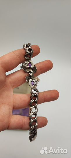 Брошь марказиты аметист серебро сер. XX в. № 28 37