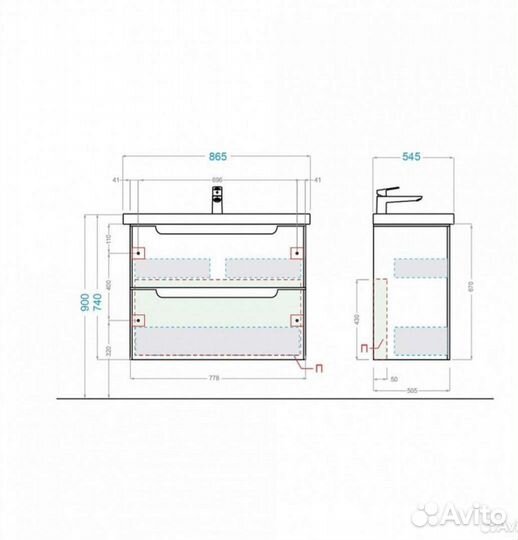 Тумба для ванной подвесная