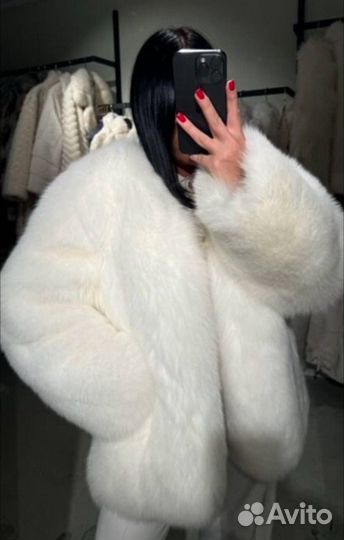 Шуба из натурального меха лисы 60см