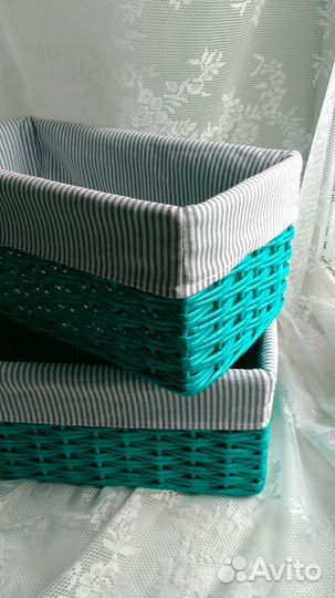 Комплект плетеных коробов с чехлами