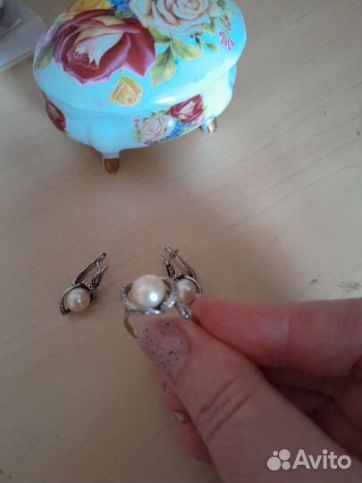Набор серьги и кольцо