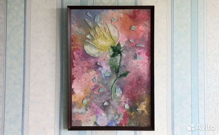 Картина (Панно) 60 х 40 см Цветок В раме Хэндмейд