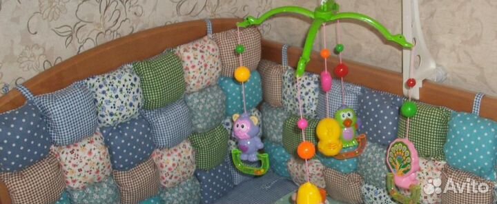 Кровать-качалка с матрасом и бортиками (комплект)