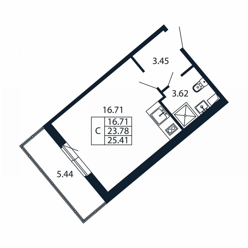 Квартира-студия, 29,2 м², 1/12 эт.
