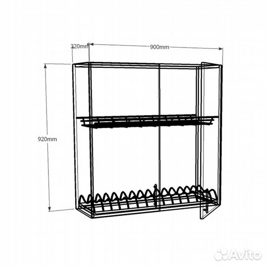 Шкаф навесной Амика-2qh для кухни на заказ