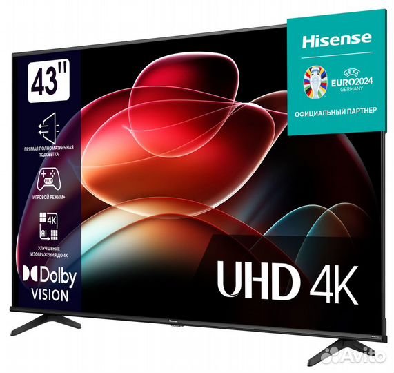 Телевизор hisense 43 A6 K Smart,vidaa,UHD,4K,Wi-Fi