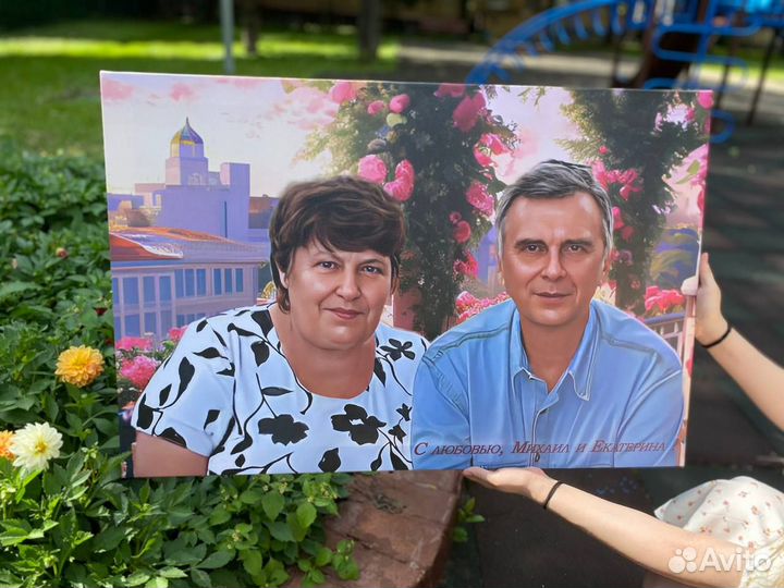 Портрет по фото,печать картин на холсте