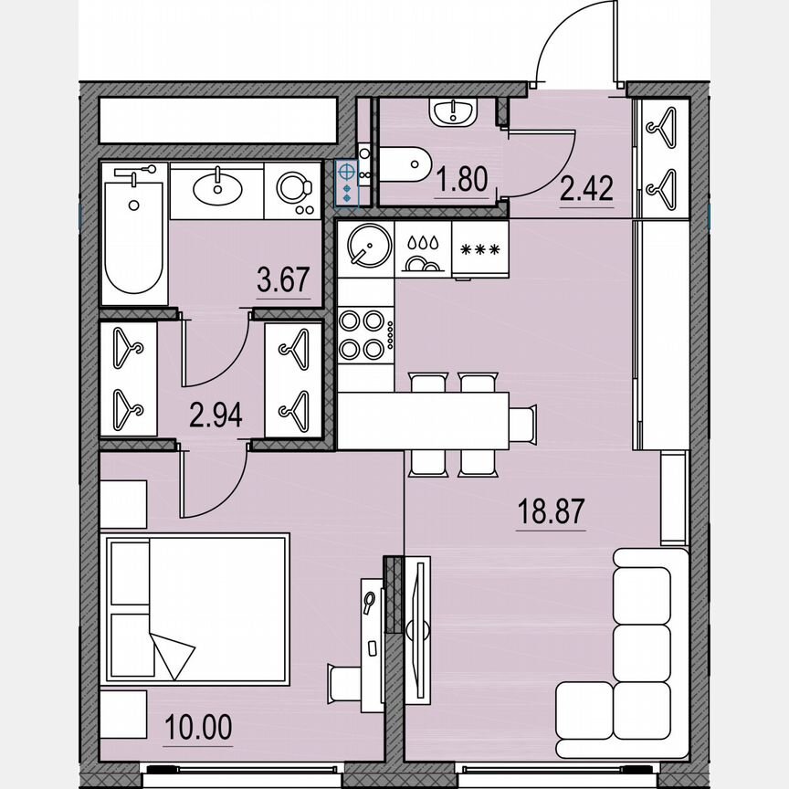 1-к. квартира, 39,7 м², 12/16 эт.