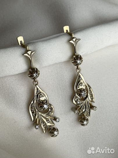 Серьги с бриллиантами тюльпаны СССР