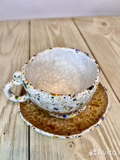 Кружка и блюдце. Керамика ручной работы