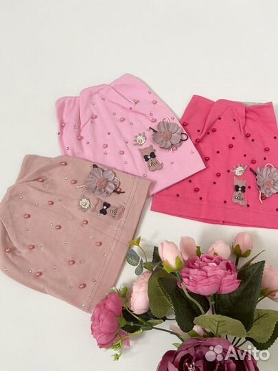 Новая трикотажная шапка для девочки 2-5 лет