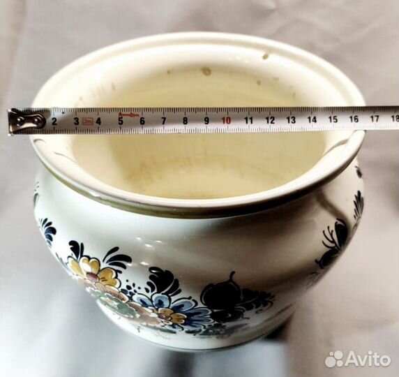 Старинное подвесное кашпо. Дельфт Фарфор Полихром