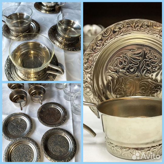 Квартет(4шт)чайно-кофейные пары мельхиор СССР