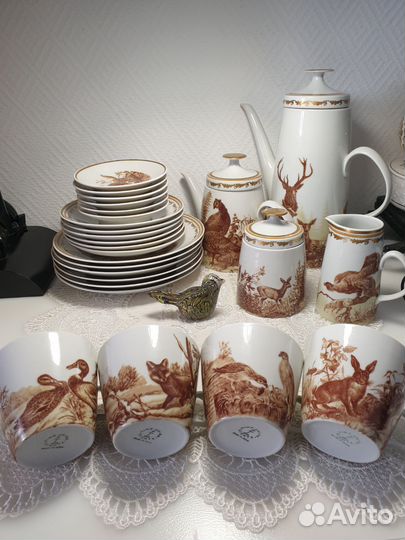 Сервиз. Охота. Прорезной фарфор. Германия