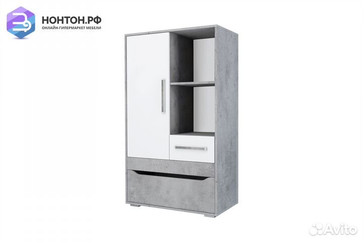 Шкаф многофункциональный Грей цемент светлый / бел