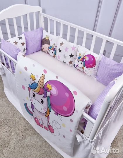 Бортики в детскую кроватку с одеялом