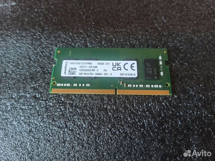 На ноутбук Kingston 8Gb 3200 MHz DDR4 8гб sodimm