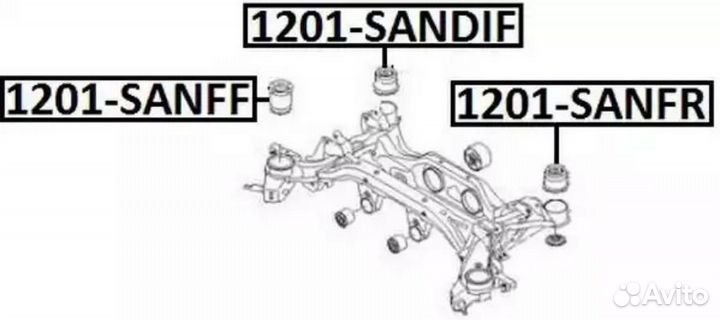 Asva 1201-sanff Сайлентблок подрамника зад прав/ле