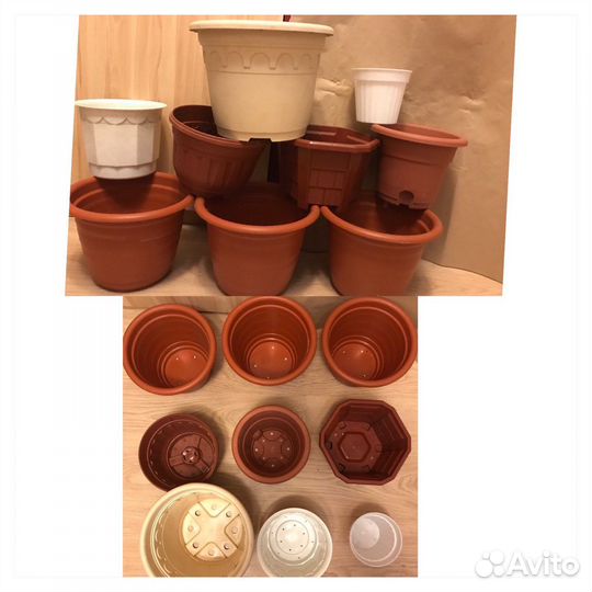 Цветочные горшки пластик, керамика, глина, опоры