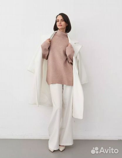 Свитер женский оверсайз с горлом 42-48 бежевый