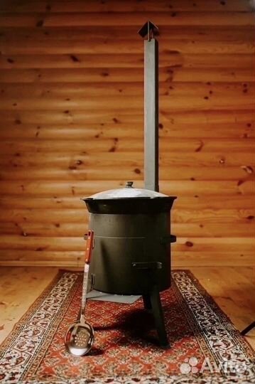 Казан чугунный 8л с печкой + шумовка