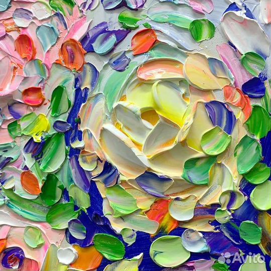 Текстурная картина маслом Цветочный декор 3D