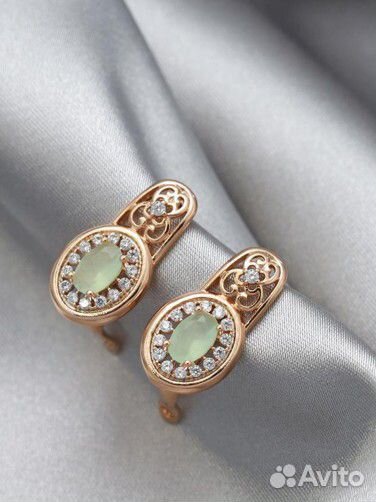 Серьги позолоченные с циркономи